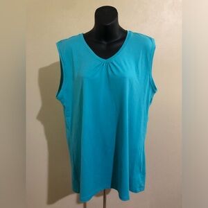 Magellan Outdoors Adventure Gear Mag Ruched Turquoise Athletic Tank Top Wick 2XL